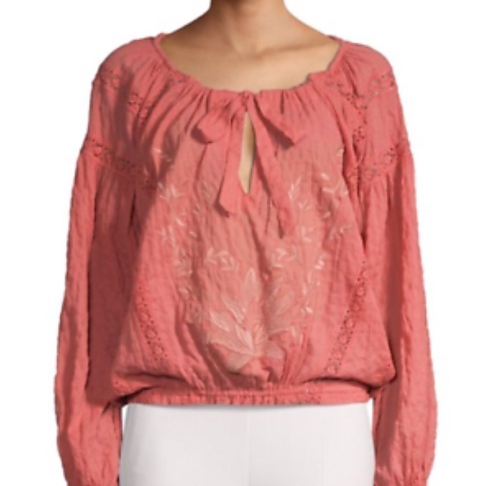 Free People Maria Maria Crochet Embroidered Blouse Size Large 
New with tag